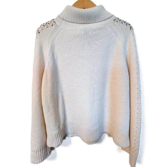 NWOT J Crew Embellished Cable Knit Ruffle Sweater - Picture 6 of 12